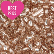 Glass seed beads 6/0 (4mm) Silverlined Light Semolina Beige