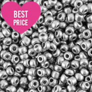 Glass seed beads 12/0 (2mm) Metallic Shine Silver