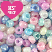 Glass seed beads 8/0 (3mm) Multicolour Shiny Pastel