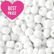 Glass seed beads 8/0 (3mm) White pearl