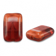 Czech Beads TCB rectangle 12x8mm Transparent Red-Vintage Pink