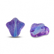 Czech Beads lily flower 9mm Transparent Blue-Purple