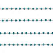 Stainless steel findings belcher chain round Silver-Turquoise Blue