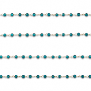 Stainless steel findings belcher chain round Gold-Turquoise Blue