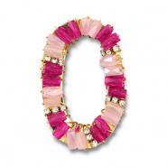 Top faceted charms oval Light Pink-Fuchsia Pink Transparent-Gold