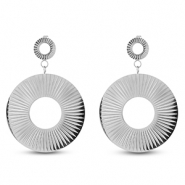 Stainless steel earrings / earpins round Silver