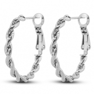 Stainless steel earrings / creoles twisted Silver