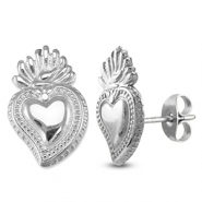 Stainless steel earrings / earpins heart Silver