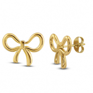 Stainless steel earrings / earpins bow Gold