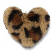 Statement charms pompom heart leopard Light Brown-Brown-Black