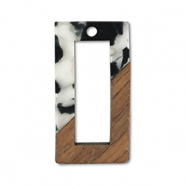 Wooden pendants rectangle Black-White-Brown