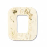 Polymer pendants square Off White-Beige-Gold