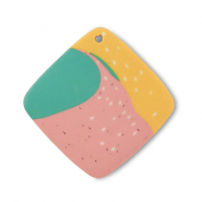 Polymer pendants rhombus Green-Pink-Ochre Yellow