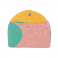 Polymer pendants Green-Pink-Ochre Yellow