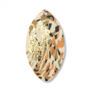 Polymer pendants leaf Brown-Pink-White-Gold