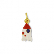 Metal charms rocket White-Red-Gold