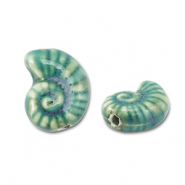 Beads ceramic shell Teal Blue