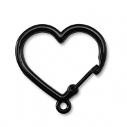 Colourful jewellery findings key chain heart with loop Black