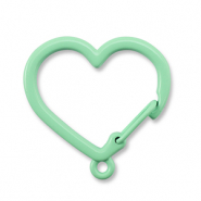 Colourful jewellery findings key chain heart with loop Mint Green