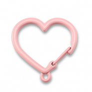 Colourful jewellery findings key chain heart with loop Light Pink