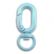 Colourful jewellery findings key chain oval Light Blue-AB coating