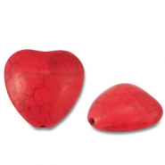 Beads Ceramic heart Red