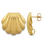 Stainless steel findings earrings / earpin shell with loop Gold