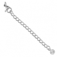 Stainless Steel findings extension chain set flower with lobster clasp Silver