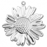 Stainless steel charms flower Silver