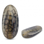 Natural stone beads Quartz oval crackled Transparent Grey-Brown