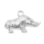 Stainless steel charms rhino Silver