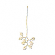 Glass seed beads charms flower Gold-Off White