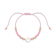 Trendy Anklets / Ankle bracelets mixed beads Pink-White-Gold