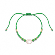 Trendy Anklets / Ankle bracelets mixed beads Green-White-Gold