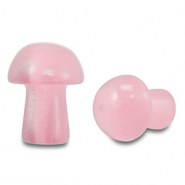 Natural stone beads glass mushroom Pink
