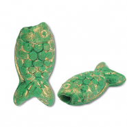 DQ greek ceramic beads fish Green-Gold