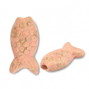 DQ greek ceramic beads fish Pink-Gold