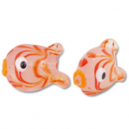Hand-painted glass beads fish Coral Red-Orange