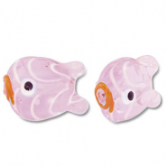 Hand-painted glass beads fish Pink-Orange