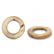 Shell beads 20mm round Brown