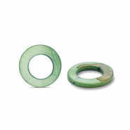 Shell beads 15mm round Dark Green