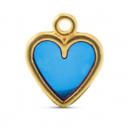 DQ European metal charms heart Blue-Gold (Nickelfree)