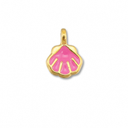 DQ European metal charms shell Magenta Pink-Gold (Nickelfree)