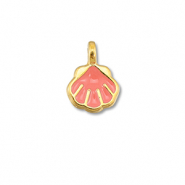 DQ European metal charms shell Coral Red-Gold (Nickelfree)