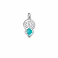 DQ European metal charms rhombus Turquoise Blue-Antique Silver (Nickelfree)
