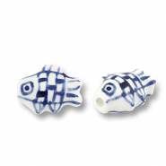 Beads ceramic fish White-Delft Blue