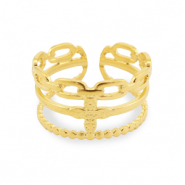 Stainless steel rings flower Gold