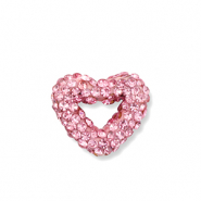 Acrylic beads with rhinestones heart Light Pink
