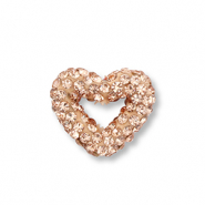 Acrylic beads with rhinestones heart Peach