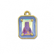 Brass TQ metal charms rectangle Gold-Blue-AB Coating